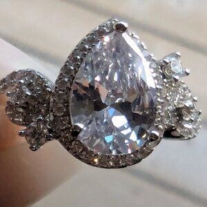 VTG Halo Pear Shape Ring - Sterling